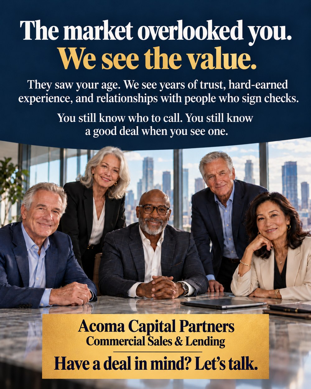 Experienced brokers and professionals. The market said you were done. It was wrong. Send your deal to us. If it closes, we pay.